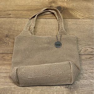 The Sak Mini tan woven handbag purse